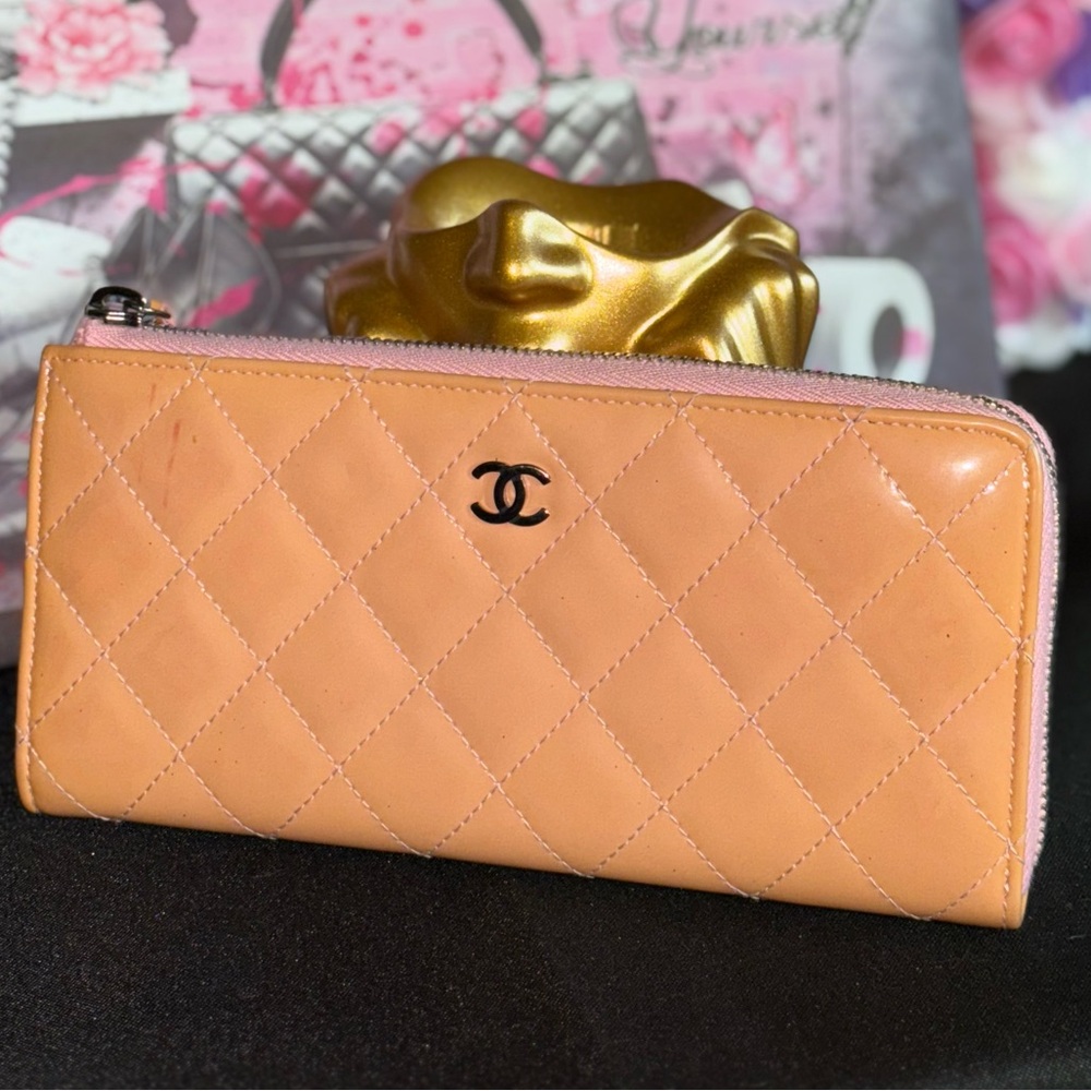 CHANEL Patent Leather Long Wallet